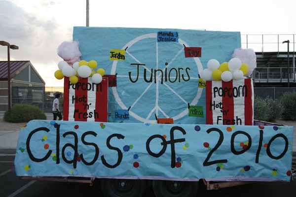 A float is parked at the tailgate party before Coronado ...