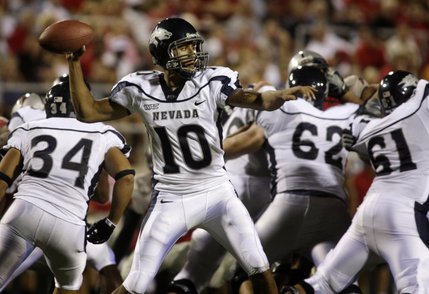 UNR quarterback Colin Kaepernick passes against UNLV.