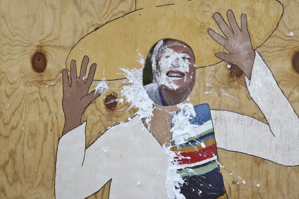 English teacher Nicole Chappell takes a pie in the face ...