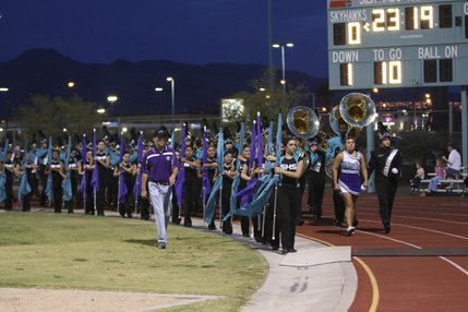 Silverado's marching band leads the homecoming parade before Friday's varsity football game against Coronado.