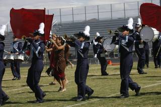 Members of the Centennial Sound marching band perform during the 13th annual Henderson Bandfest held at Basic High on Saturday.