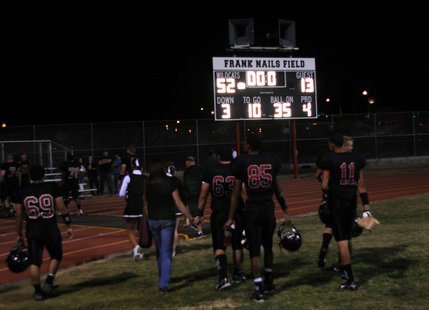 The Wildcats head to the locker room after a convincing defeat of the Vikings Friday night.