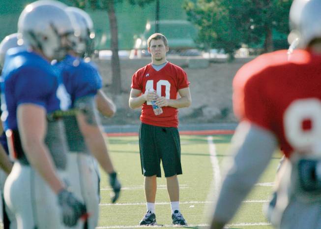 Beau Orth, a 2008 Bishop Gorman grad, looks on during a recent UNLV football practice at Rebel Park. Through six games this season. Orth's playing time has gradually increased. So far, he has four tackles, one for a loss, an interception, a pass break-up and a forced fumble.