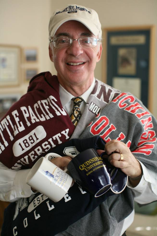 Steve Lake has visited 499 college and university campuses across the country, collecting a variety of keepsakes along the way. 