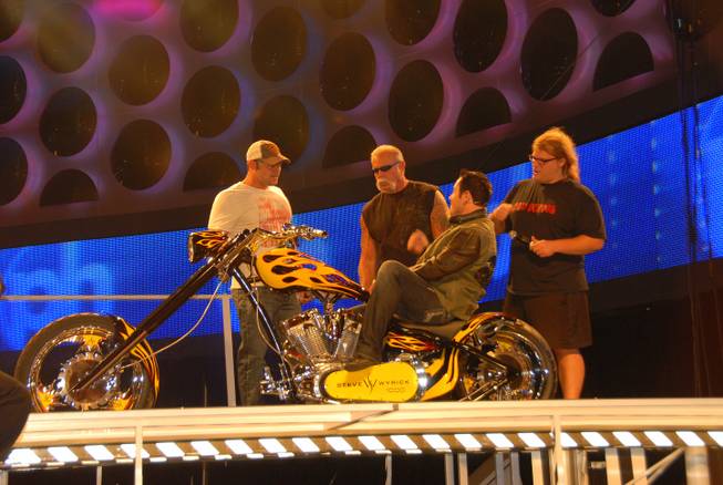 Steve Wyrick takes a seat on the custom SW-1000 that the OCC crew of TLC's "American Chopper" built for him.