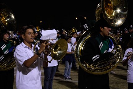 Students from White Middle School joined the Green Valley marching band before Friday's homecoming game against Liberty.