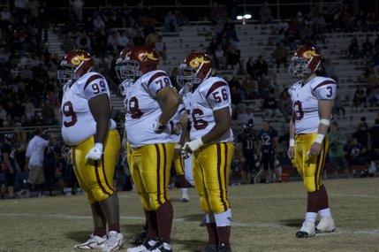 Del Sol players get ready to line up during Friday night's game at Coronado.