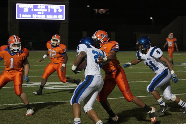 Sierra Vista's Tama Gago is tackled by Bishop Gorman's Brandon ...