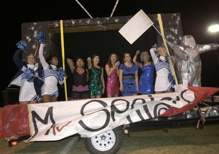 An MTV-themed float is displayed by Centennial High's senior class as part of a homecoming parade during halftime Friday.