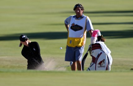 Janet Jones Gretzky, wife of hockey legend Wayne Gretzky, shoots out of a bunker during the Justin Timberlake Shriners Hospitals for Children Open Celebrity Pro-Am at TPC Summerlin on Wednesday, October 15, 2008. The tournament, part of the PGA Tour's fall series, will be played through Sunday and televised on the Golf Channel.
