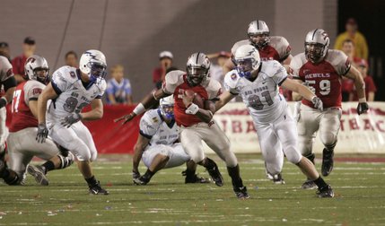 UNLV quarterback Omar Clayton finds some daylight during the second half of Saturday's game against Air Force at Sam Boyd Stadium.  Air Force won the game, 29-28.