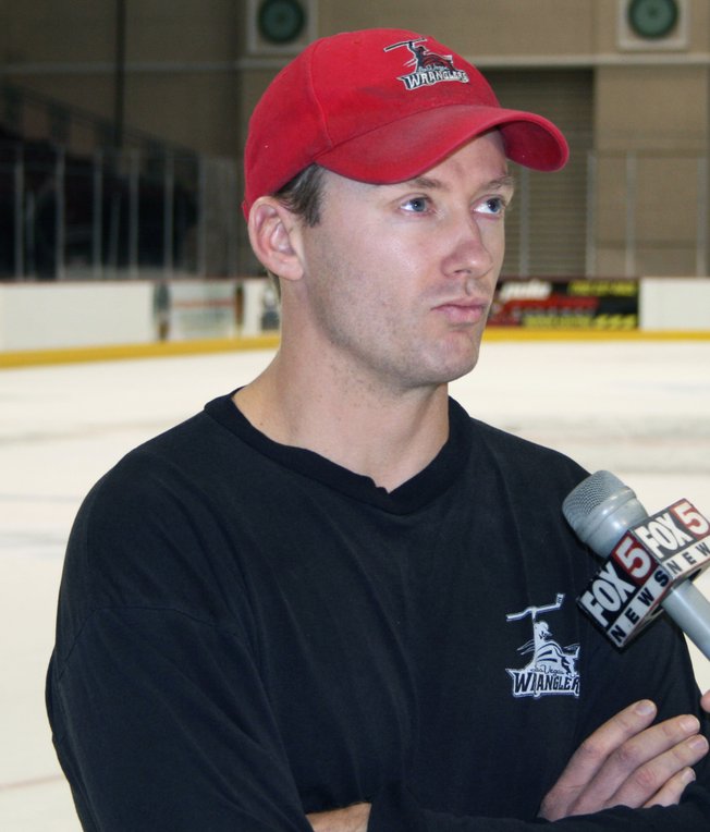 Las Vegas Wranglers' head coach and general manager Glen Gulutzan ponders the answer to a question during the Wranglers media day at the Orleans Arena on Oct. 20.