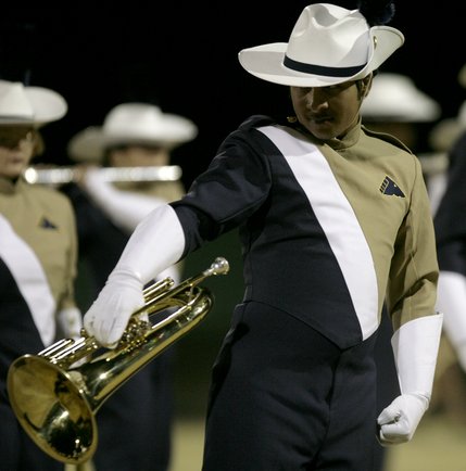 The Shadow Ridge band performs at halftime Friday night.