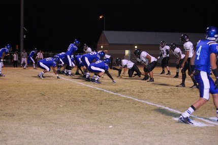 Sierra Vista sets up for a play against Clark's defense during the first quarter Friday night. 