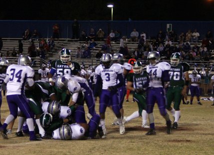 The two teams pile up at Green Valley's field on senior night. Green Valley went on to win 31-13 during the last home game before playoffs.
