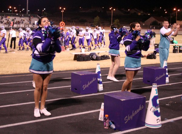 Silverado cheerleaders try to pump up the crowd during Friday's ...