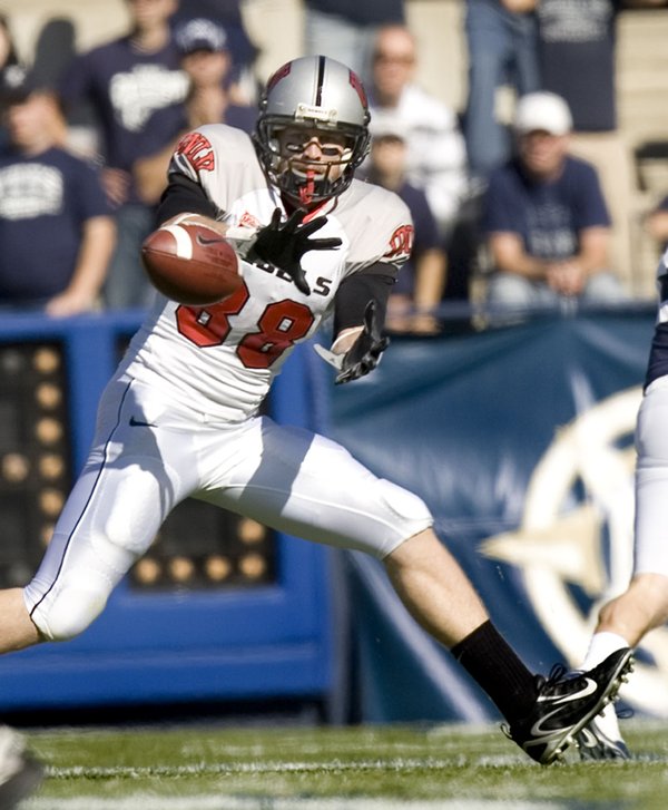 UNLV's Ryan Wolfe (88) catches a pass against BYU during ...