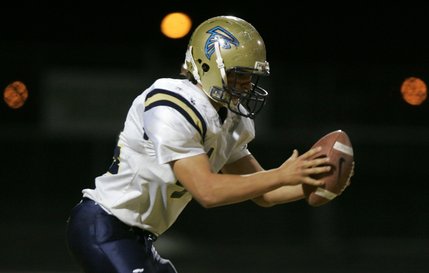 Foothill's Ryan Call gets ready to punt the ball in the third quarter during a game against Liberty Friday night at Liberty High School.  Foothill took the win, 16-14. 