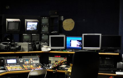 A view of the control room in the Thomas & Mack Center.