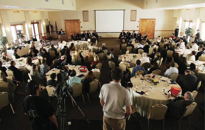 Local government and business leaders gather Tuesday for a discussion sponsored by the Brookings Institution and UNLV. 