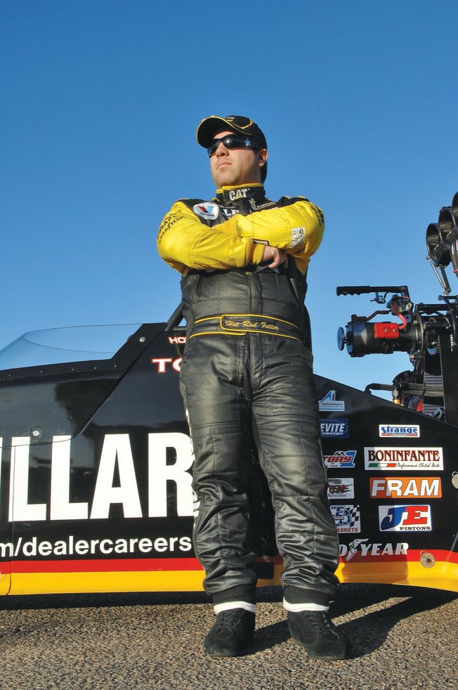 Southern Nevada hot rod racer Rod Fuller poses before a NHRA drag race last October at the Las Vegas Motor Speedway.