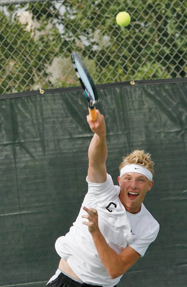 Palo Verde senior Brandon Parker returns a ball during a match against the Meadows' Ryan Wells on Oct. 2.
