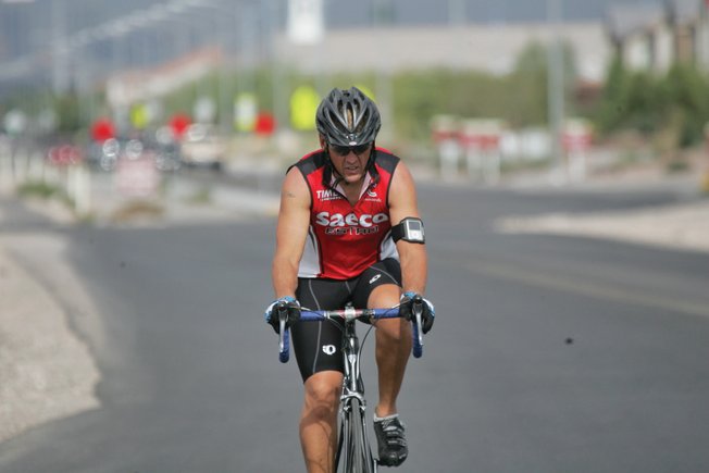 Cole Freestone prepares for the upcoming Silverman Triathlon.