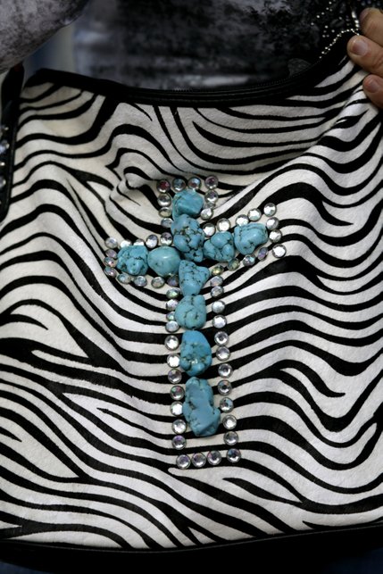 A zebra skin, turquoise encrusted purse at the PBR World Finals.