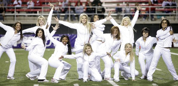 The Rebel Girls perform during a timeout.