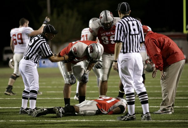 UNLV's Lorenzo Bursey Jr. lies on the field injured in ...