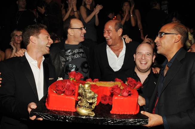 Tao Las Vegas partners Jason Strauss, Rich Wolf, Noah Tepperberg, Marc Packer and managing partner Lou Abin celebrate the success of their venture at Tao's third birthday party. 