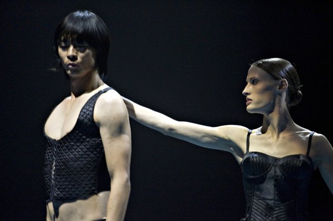 Nevada Ballet principal dancer Kyudong Kwak and corps de ballet member Erin Mitchell dance in a pas de deux from "Flux," choreographed by Bernard Gaddis, who performs in Cirque's "Mystere."
