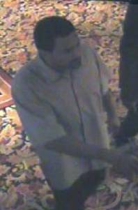 This is a surveillance photo Metrol Police released of the Fitzgerald's hotel and casino robbery suspect. The hotel was robbed about 4 a.m. today, Nov. 13, 2008.