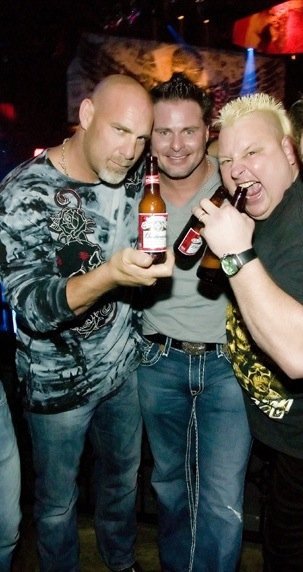 Bill Goldberg, Jason Giambi and Brian Knobbs at Wasted Space at the Hard Rock Hotel.