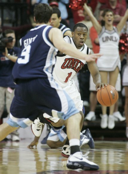UNLV guard Wink Adams brings the ball upcourt after a steal against San Diego Saturday, November 15, 2008 at the Thomas & Mack Center. UNLV won 65-60.