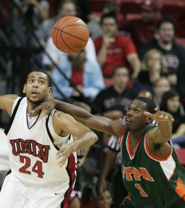 UNLV guard Rene Rougeau and Texas-Pan American guard P.J. Turner ...