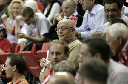 Former UNLV head coach Jerry Tarkanian watches the Rebels from the stands during Tuesday night's game against Texas-Pan American.