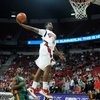 DeShawn Mitchell goes up for one of his three dunks in the Rebels' 73-48 victory over UTPA.