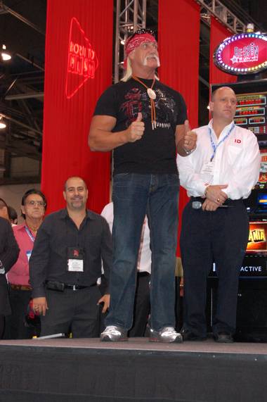 Hulk Hogan was honored with a humanitarian award presented by the National Indian Gaming Association for his work with the Dreamseekers Foundation at Wednesday’s Global Gaming Expo. 