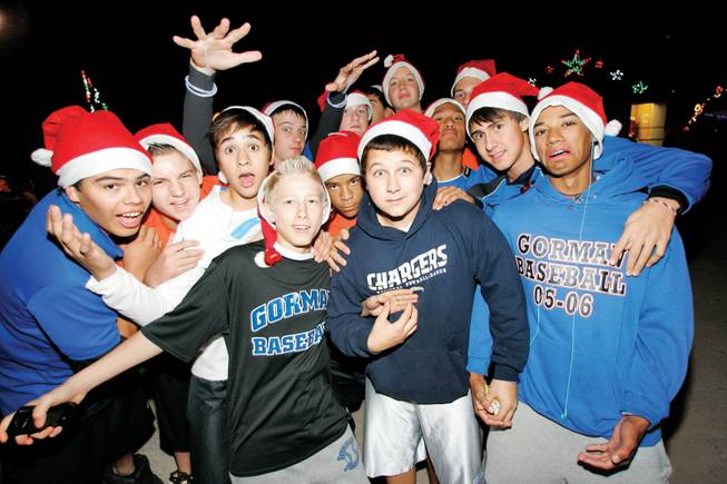 Members of the Bishop Gorman varsity baseball team pose for a photo at the 2008 Gift of Lights holiday festival at Sunset Park.
