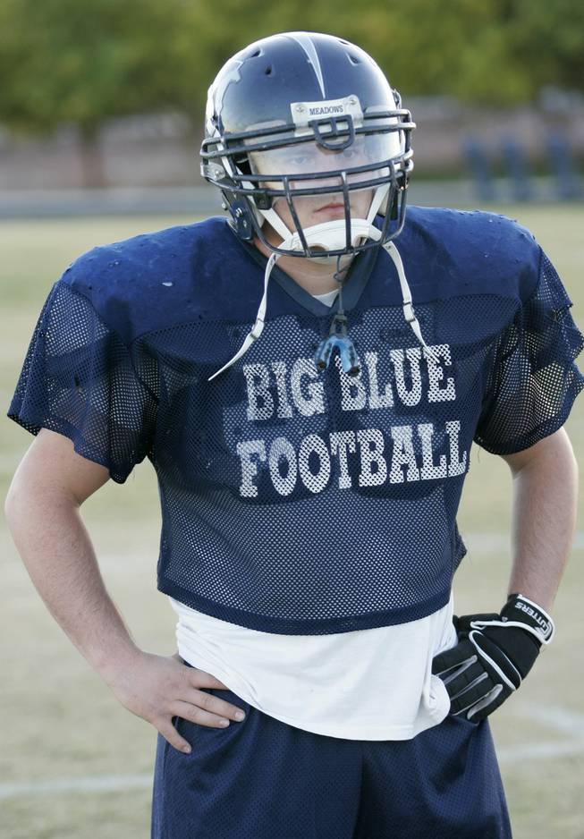 Meadows defensive lineman Dylan Parr observes a play during practice.