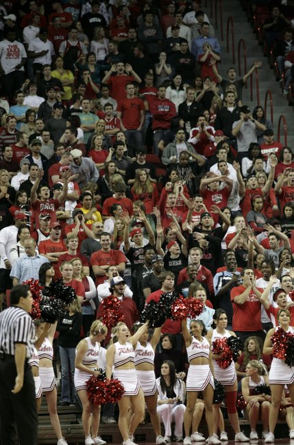 Rebels cheerleaders and fans are fired up for the game against Northern Arizona.