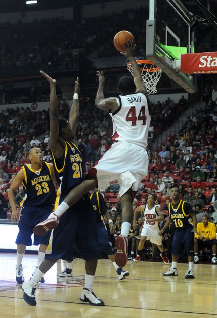 First half action Saturday night as UNLV takes on North Carolina A&T Saturday night at the Thomas & Mack Center. 