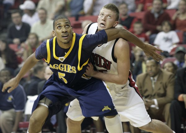 UNLV's Joe Darger and Julian McClurkin of North Carolina A&T ...