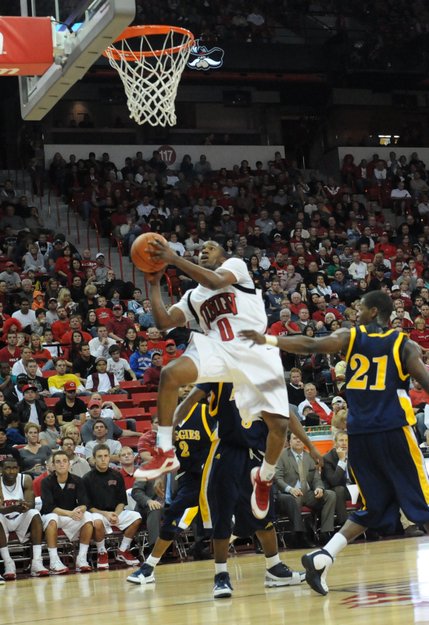Oscar Bellfield takes it past the North Carolina A&T defense Saturday night.  Bellfield ended the game with four points.