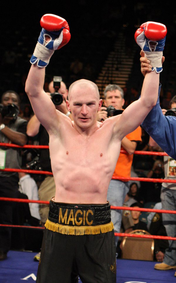 Matthew Hatton, the younger brother of Ricky Hatton, celebrates his ...