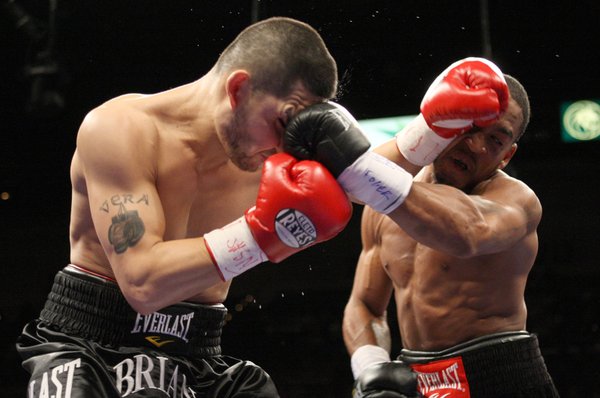 James Kirkland (right) connects on Brian Vera during a middleweight ...