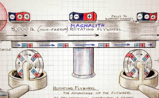 Among Fodera's ideas is the "Magnalith Concrete Flywheel," a device that is supposed to generate electricity using magnets. 
