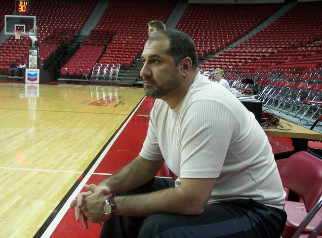 Majid Khazal, 40, was at home in Kuwait City when Iraq invaded in 1990. He wound up playing for the Iraqi national hoops team and is one of the Middle East's most celebrated players. UNLV coach Lon Kruger has welcomed him at practices this season.