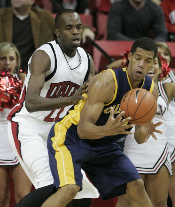 UNLV center Beas Hamga pressures Cal forward Jamal Boykin during ...